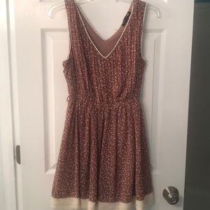 Brown and cream polka dot dress